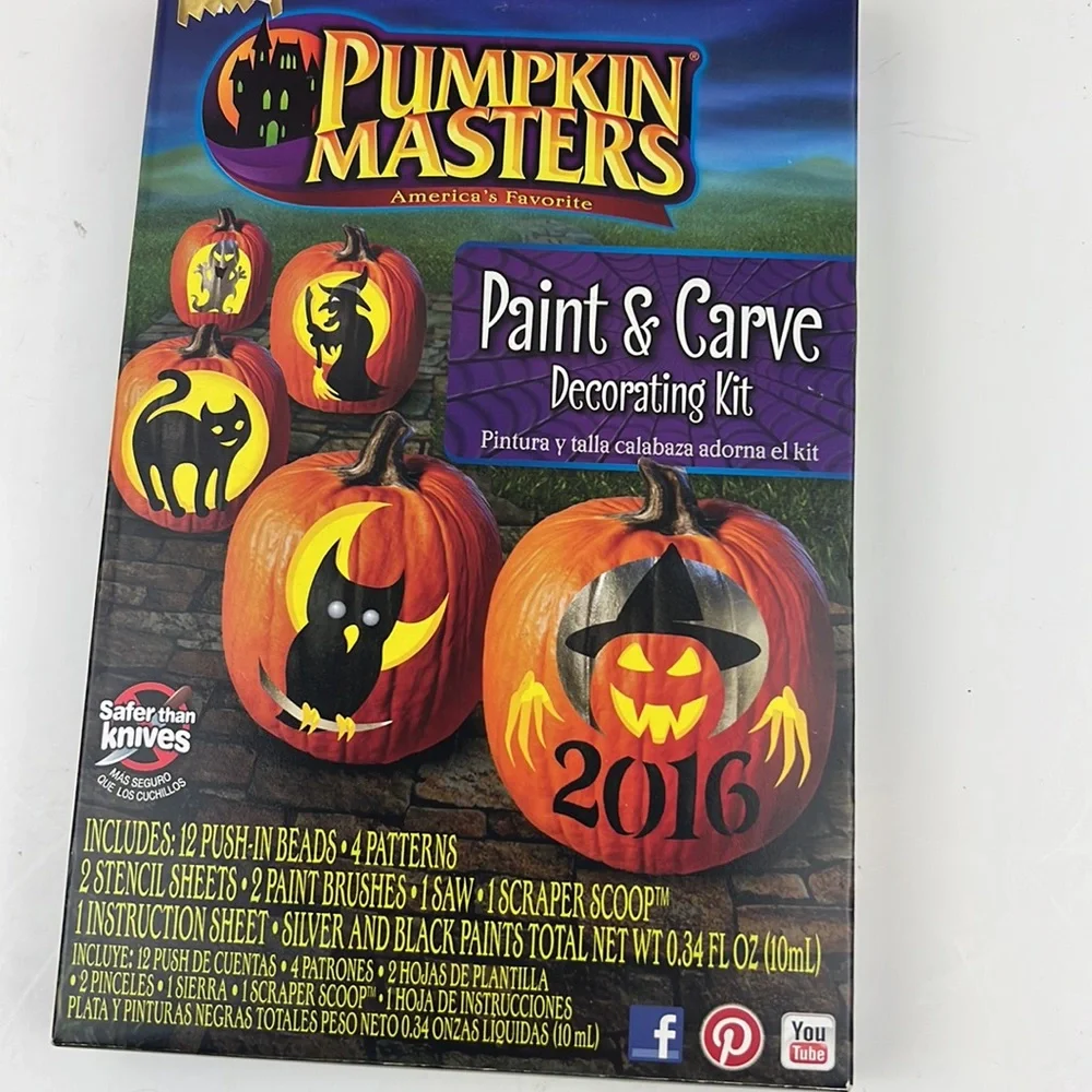 Pumpkin carving and decorating sets. Lights and musical lights.